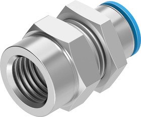 QSSF-1/4-8-B, QSSF Series Straight Threaded Adaptor, G 1/4 Female to Push In 8 mm, Threaded-to-Tube Connection Style, 153166
