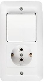 Блок 1 выключатель + розетка, скрытой установки, серия ПАРИТЕТ, цвет белый, В-РЦ-647