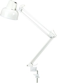 Фото 1/10 Настольная лампа светильник Бета на струбцине, цоколь Е27, белый