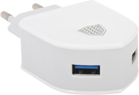 Фото 1/5 Зарядное устройство inkax CD-18 Shield 2xUSB, 2.1А + кабель MicroUSB 1м (белый)