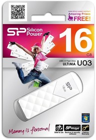 Флеш Диск Silicon Power 16Gb Ultima U03 SP016GBUF2U03V1W USB2.0, white