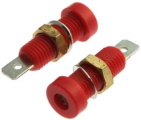 Z032 4mm Socket RED, Клемма приборная Z032 4 мм, разъём красный, Ф4 мм
