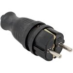 Вилка прямая каучуковая 230В 2P+PE 16A IP44 EKF PRO | RPS-011-16-230-44-r | EKF