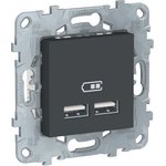 Schneider Electric Unica New Антрацит Розетка USB, двойная, 5 В / 2100 мА