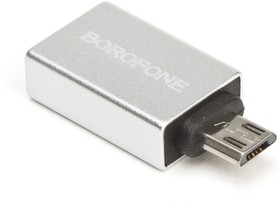 Фото 1/3 OTG адаптер BOROFONE BV2 USB-A/microUSB (серебряный)