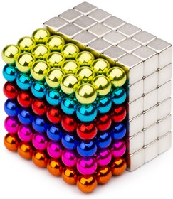 Фото 1/10 Forceberg Cube - конструктор-головоломка из магнитных шариков и кубиков 5 мм, цветной/стальной, 216 элементов