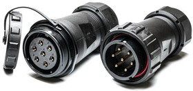 Circular Connector, 7 Contacts, Cable Mount, Plug and Socket, Male and Female Contacts, IP68