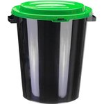 Бак для отходов 40л пластик, черный с зеленой крышкой М 2392, 1507482