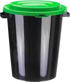 Фото 1/4 Бак для отходов 40л пластик, черный с зеленой крышкой М 2392, 1507482