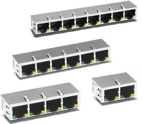 J8064E62NL, Modular Connectors / Ethernet Connectors 1X2 TAB DOWN 4-CORE