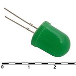10 mm green 30 mCd 20, Светодиод , 10 мм, зелёный, угол излучения 20 градусов