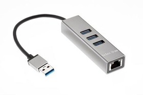 Фото 1/5 Telecom Переходник USB 3.0 -- RJ-45 1000Mbps +3 USB3.0, Aluminum Shell, 0.2м Telecom  TA311U