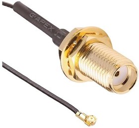 CSJ-SGFB-100-MHF3, RF Cable Assemblies SMA female bulkhead to right angle IPEX MHF3 plug with 100mm of 0.81mm cable