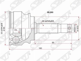 MI-080, Шрус наружный MITSUBISHI ASX GA# 10-/OUTLANDER 4B12 CW5 05-/DELICACV5W D5 06-/CITROEN C-CROSSER 07-