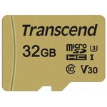 Карта памяти 32Gb MicroSD Transcend + SD адаптер (TS32GUSD500S)