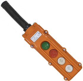 Фото 1/2 GB8-B105, Пост 4-х кнопочный на кабель , 50х70х200 мм, 250 В, 5 А, 50 мОм, -25…+70 °С, пластик, крышка ABS, оранжевый