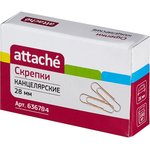 Скрепки Attache омедненные, 28 мм,негофрированные, золотистые, 100 шт/уп