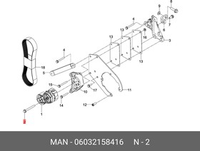 06032158416, Винт фланцевый 6-гран. M10X90-8. 8-MAN183-B1 Лиаз дв.MAN D0836LOH__ MAN original