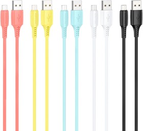 Фото 1/8 USB кабель BOROFONE BX40 Multicolor Superior MicroUSB, 1м, PVC, 2.4A, упаковка 30 шт. (5 цветов)