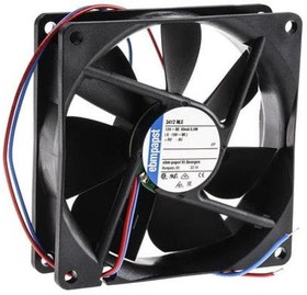 Фото 1/3 3412NLE, DC Fans DC Tubeaxial Fan, 92x92x25mm, 12VDC, 35.9CFM, 0.8W, 23dBA, 1950RPM, Ball Bearing