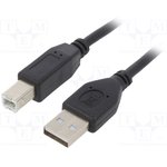 CCP-USB2-AMBM-15, Кабель; USB 2.0; вилка USB A,вилка USB B; позолота; 4,5м; черный