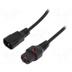 IEC-PC1002, Кабель, IEC C13 "мама", IEC C14 "папа", 0,5м, с замком IEC LOCK