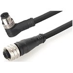 1200070511, Cordset, Black, Angled / Straight, 4A, 22AWG, 2m ...