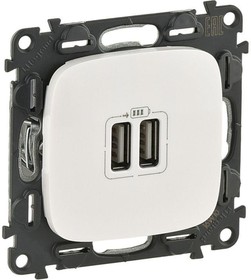 Фото 1/10 Устройство зарядное Valena Allure с 2-мя USB-разъемами 240В/5В 1500мА с лиц. панелью бел. Leg 754995