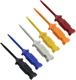 Фото 1/4 240-052, Mini Grabber Test Clips, Red / Yellow / Blue / Black / White / Orange, Pack of 6 pieces
