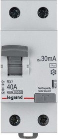 Фото 1/10 Выключатель дифференциального тока (УЗО) 2п 40А 30мА тип AC RX3 Leg 402025