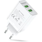 Vention FBAW0-EU, Сетевое зарядное устройство Vention на 2 порта USB (A+A) QC ...