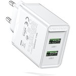 Vention FBAW0-EU, Сетевое зарядное устройство Vention на 2 порта USB (A+A) QC ...