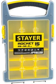 2-38031_z01, STAYER ROCKET-15, 280 x 320 x 50 мм, (11 ), пластиковый органайзер с 15 съемными лотками (2-38031)
