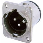 XLR panel plug, 3 pole, silver-plated, metal, NC3MDM3-V
