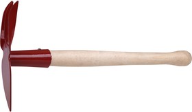 Фото 1/2 76813, Мотыжка комбинированная с деревянной ручкой, 3 витых зуба, профиль лепесток