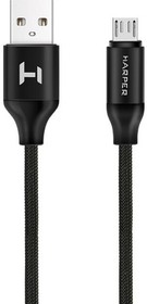 Фото 1/2 Кабель Harper micro USB (m) - USB (m), 1м, 2A, черный [brch-310]
