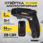 Отвёртка аккумуляторная TECHNICOM TC-CS106, 4В, 1.3Ач, 200 об/мин, LED фонарь ...