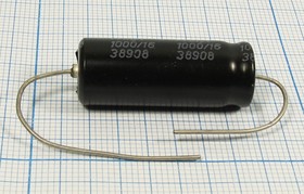 Фото 1/2 Конденсатор электролитический, емкость 10мкФ, 6.3В, размер AXI 5x18, номинальное отклонение 50, +70C, алюминий, выводы 2L, К50-20