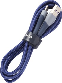 Фото 1/4 Дата-Кабель USAMS US-SJ542 U77 USB - Type-C, 3А, с подсветкой, нейлоновая оплетка (1,2 m), синий (SJ542USB02)