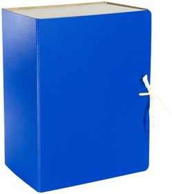 Архивный короб с завязками разборный, бумвинил, 150 мм, сплошной, синий, клапан МГК 318730
