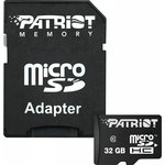 Карта памяти 32Gb MicroSD Patriot LX + SD адаптер (PSF32GMCSDHC10)