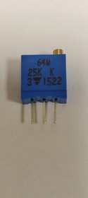 Фото 1/2 M64W253KB40, Подстроечные резисторы - сквозное отверстие 3/8"SQ 25Kohms Multi Turn Cermet