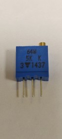 64W5K, Подстроечный резистор 25-оборотный, линейный, 0.5 Вт, 5 кОм, 9000 ° Vishay 64 W 5K