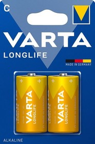 Фото 1/3 Батарея Varta Longlife Alkaline LR14C (2шт) блистер