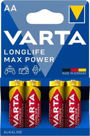 Фото 1/2 Батарея Varta LongLife Max Power LR6 Alkaline AA (4шт) блистер