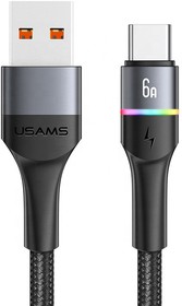 Фото 1/4 Дата-Кабель USAMS US-SJ536 U76 USB - Type-C 6A Fast Charging, With Colorful Light, 1.2m, черный(SJ536USB01)