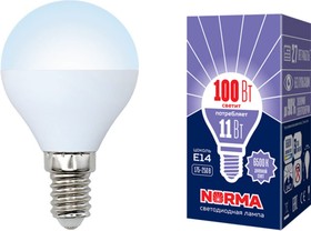 Светодиодная лампа LED-G45-11W/DW/E14/FR/NR. Форма шар, матовая. UL-00003830