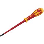 T49244-040, Slotted Insulated Screwdriver, 4 mm Tip, 100 mm Blade, VDE/1000V, 195 mm Overall