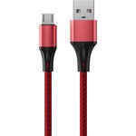 AM24-F100M Red+black, Кабель USB A (M) - microUSB B (M), 1м ...