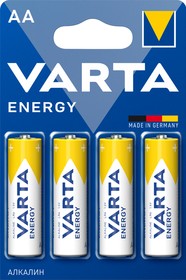 Фото 1/3 Батарейка Varta ENERGY LR6 AA BL4 Alkaline 1.5V (4106) (4/80/400)